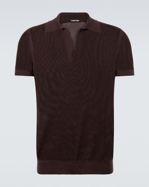 Tom Ford Semi-Sheer Cotton And Silk Polo Shirt - Brown