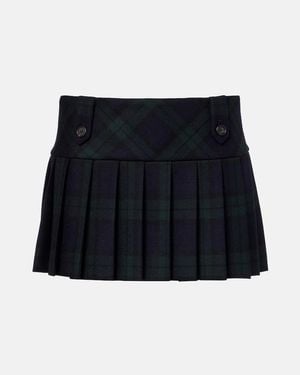 Miu Miu Pleated Wool Mini Skirt - Black