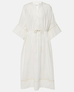 Yves Salomon Belted Cotton-Blend Maxi Dress - White
