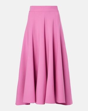 Oscar de la Renta High-Rise Wool-Blend Midi Skirt - Pink