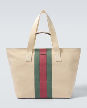 Gucci Positano Medium Canvas Tote Bag - White