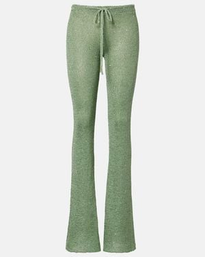 Bananhot Liz Sequined Flared Pants - Green
