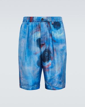 Marni Printed Silk Shorts - Blue