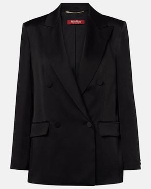Max Mara Arca Double-Breasted Satin Blazer - Black