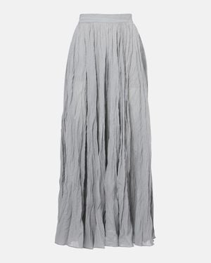 TOTEME Organic Cotton-Blend Pleated Midi Skirt - Gray