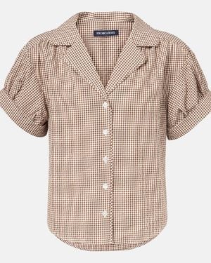 Veronica Beard Ilene Gingham Cotton-Blend Shirt - Natural