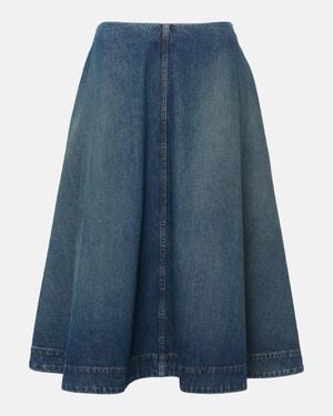 KHAITE Renta Denim Midi Skirt - Blue