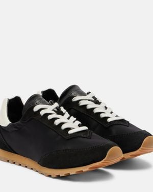 Le Monde Beryl Slim Runner Suede-Trimmed Trainers - Black