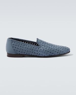 Manolo Blahnik Mario Woven Leather Loafers - Blue