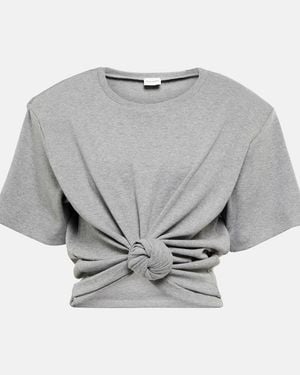Magda Butrym Cropped Cotton-Blend T-Shirt - Grey