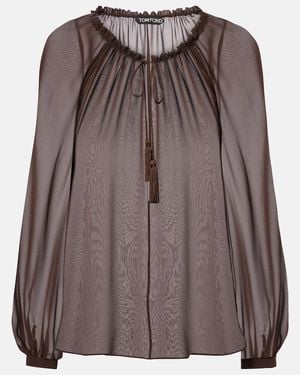 Tom Ford Sheer Silk Georgette Blouse - Brown