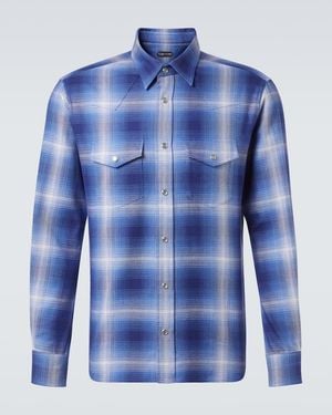 Tom Ford Checked Cotton Shirt - Blue