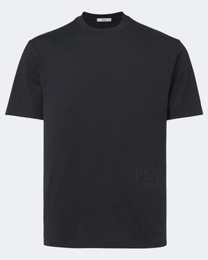 Fendi Logo Cotton Jersey T-Shirt - Black