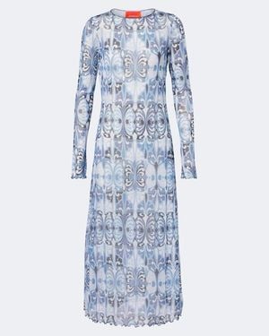 La DoubleJ Robe Midi Slinky Swing A Imprime - Bleu