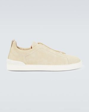 ZEGNA Triple Stitch Suede Trainers - Natural