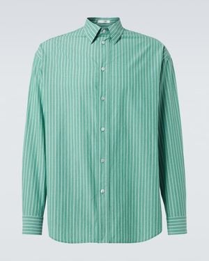 The Row Miller Striped Cotton Shirt - Green