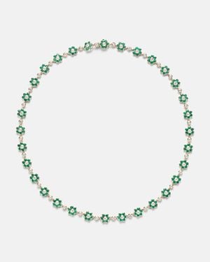 Anita Ko Flora Small 18Kt Choker With Emeralds And Diamonds - Metallic