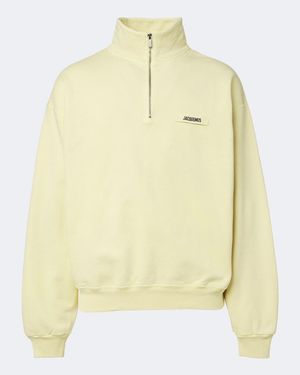 Jacquemus Gros Grain Cotton Fleece Half-Zip Sweatshirt - Yellow