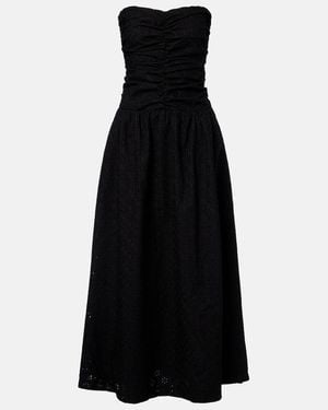 Faithfull the Brand Lia Broderie Anglaise Ruched Maxi Dress - Black