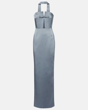 The New Arrivals Ilkyaz Ozel Holly Bow-Detail Crepe Bustier Gown - Blue