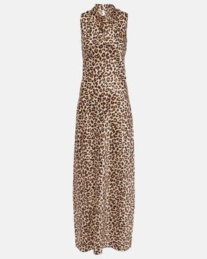 Veronica Beard Kura Leopard-Print Silk-Blend Maxi Dress - Natural