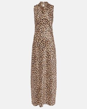 Veronica Beard Kura Leopard-Print Silk-Blend Maxi Dress - Natural