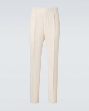 Umit Benan Pietro Silk And Cotton-Blend Suit Trousers - Natural