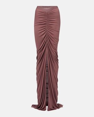 Rick Owens Falda Larga Poppy Ls De Jersey Fruncida - Rojo
