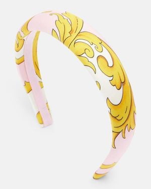 Versace Printed Silk Headband - Yellow
