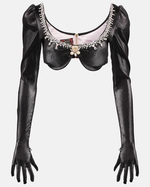 Miss Sohee Top Con Guantes Adornado - Negro