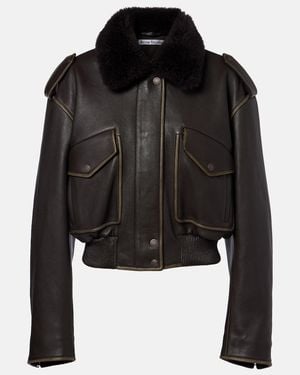 Acne Studios Leather Bomber Jacket - Black