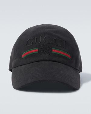Gucci Baseballcap Web Stripe Aus Baumwolle - Schwarz