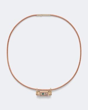 Marie Lichtenberg Luck Smash 18Kt And Leather Locket Necklace With Emerald - Metallic