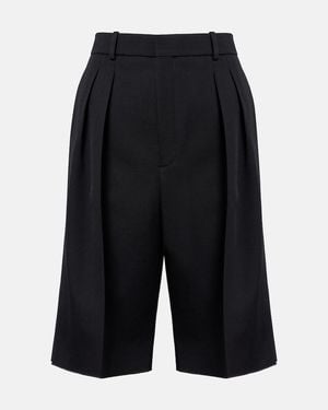 Saint Laurent Grain De Poudre Wool Bermuda Shorts - Black