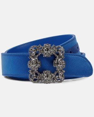 Manolo Blahnik Embellished Satin Belt - Blue