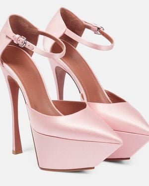 AMINA MUADDI Angelica Satin Platform Court Shoes - Pink
