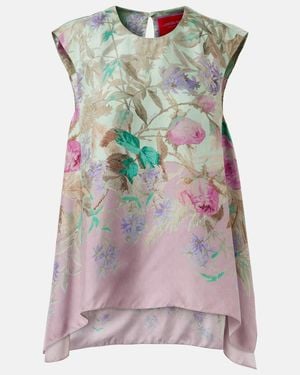 La DoubleJ San Carlo Floral Silk Top - Grey