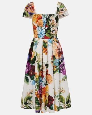 Dolce & Gabbana Floral Cotton Midi Dress - White