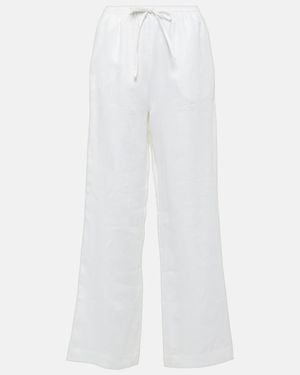 Asceno Aurelia Linen Straight Pants - White