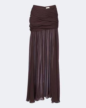 De La Vali Amaya Gathered Chiffon Maxi Skirt - Purple
