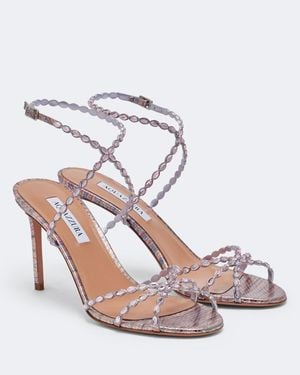 Aquazzura Love Struck Embellished Leather Sandals - Pink