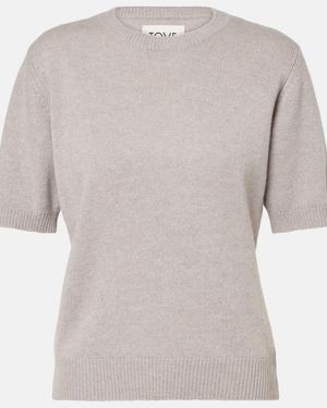 TOVE Lura Knitted Cashmere T-Shirt - Grey