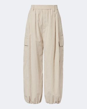 Brunello Cucinelli Monili Cotton-Blend Corduroy Wide-Leg Trousers - Natural