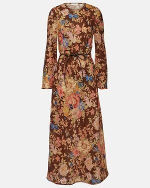 Zimmermann August Floral Linen Maxi Dress - Brown
