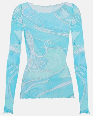 PUCCI Orchidee Sheer Top - Blue