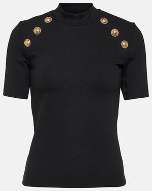 Balmain Raglan Stretch T-Shirt - Black