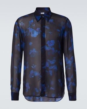 Dries Van Noten Sheer Floral Shirt - Blue