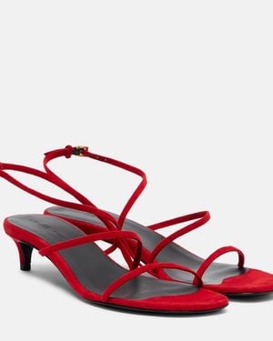 KHAITE Loop 35 Suede Sandals - Red