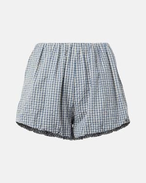 Posse Aurelia Gingham Cotton Shorts - Blue
