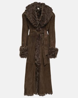 Magda Butrym Suede And Shearling Coat - Brown